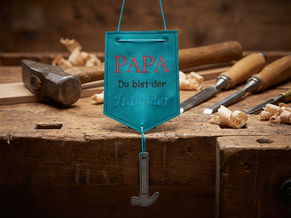 Papa Du bist der Hammer Spruch Vatertag -  Stickdatei